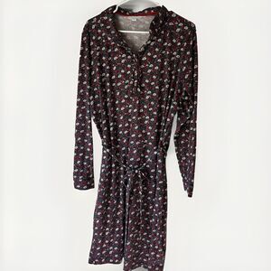 Boden Dress Women’s Size 18 Gray Floral Cotton Ruffle Long Sleeve Collar Dress